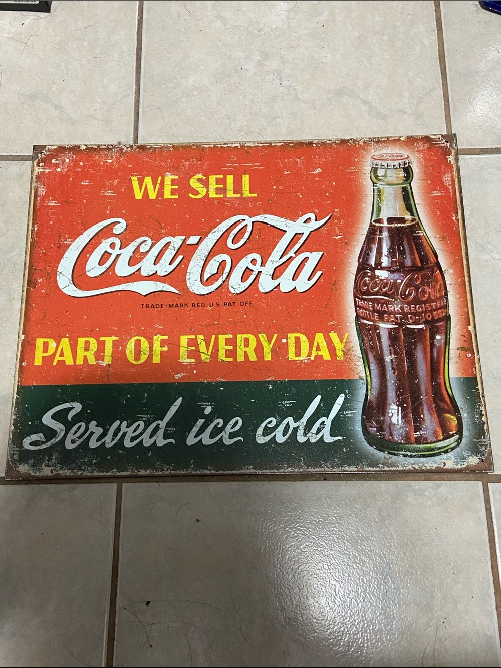 Retro Coca-Cola Tin Metal Art Advertising Sign